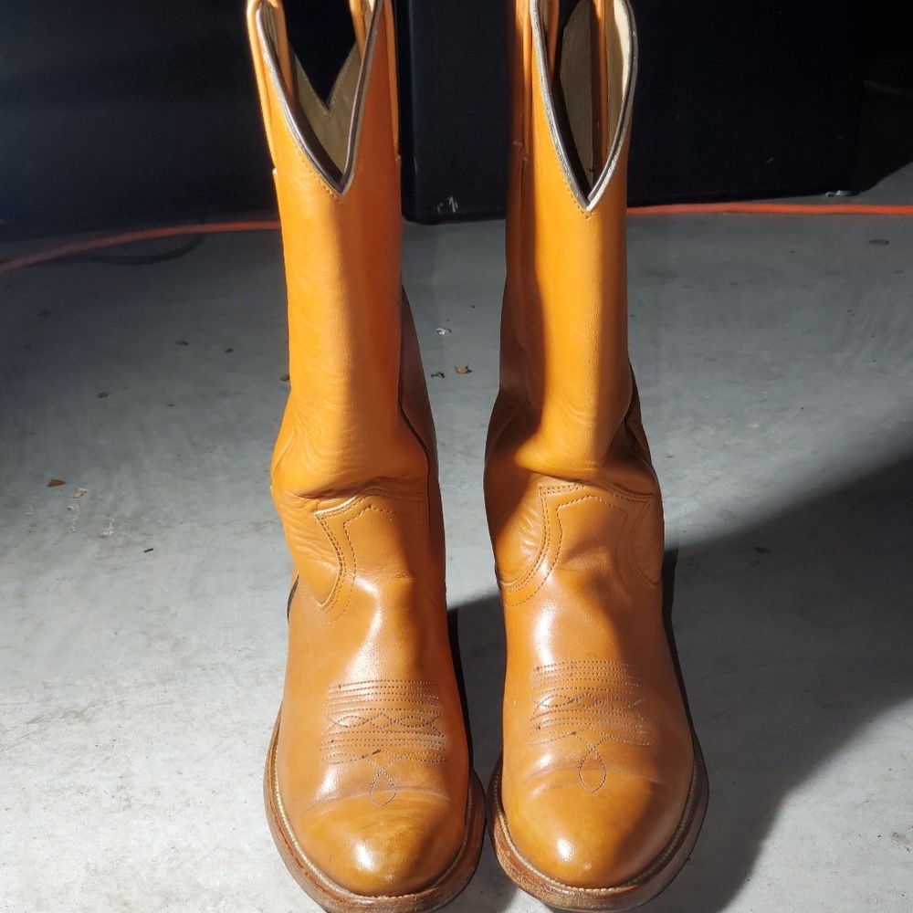Vintage FRYE Cognac Leather Cowboy BootsMIUSA 2355